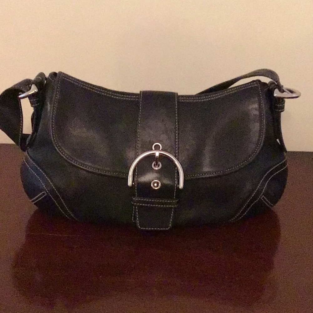 Black Leather Coach Shoulder Bag